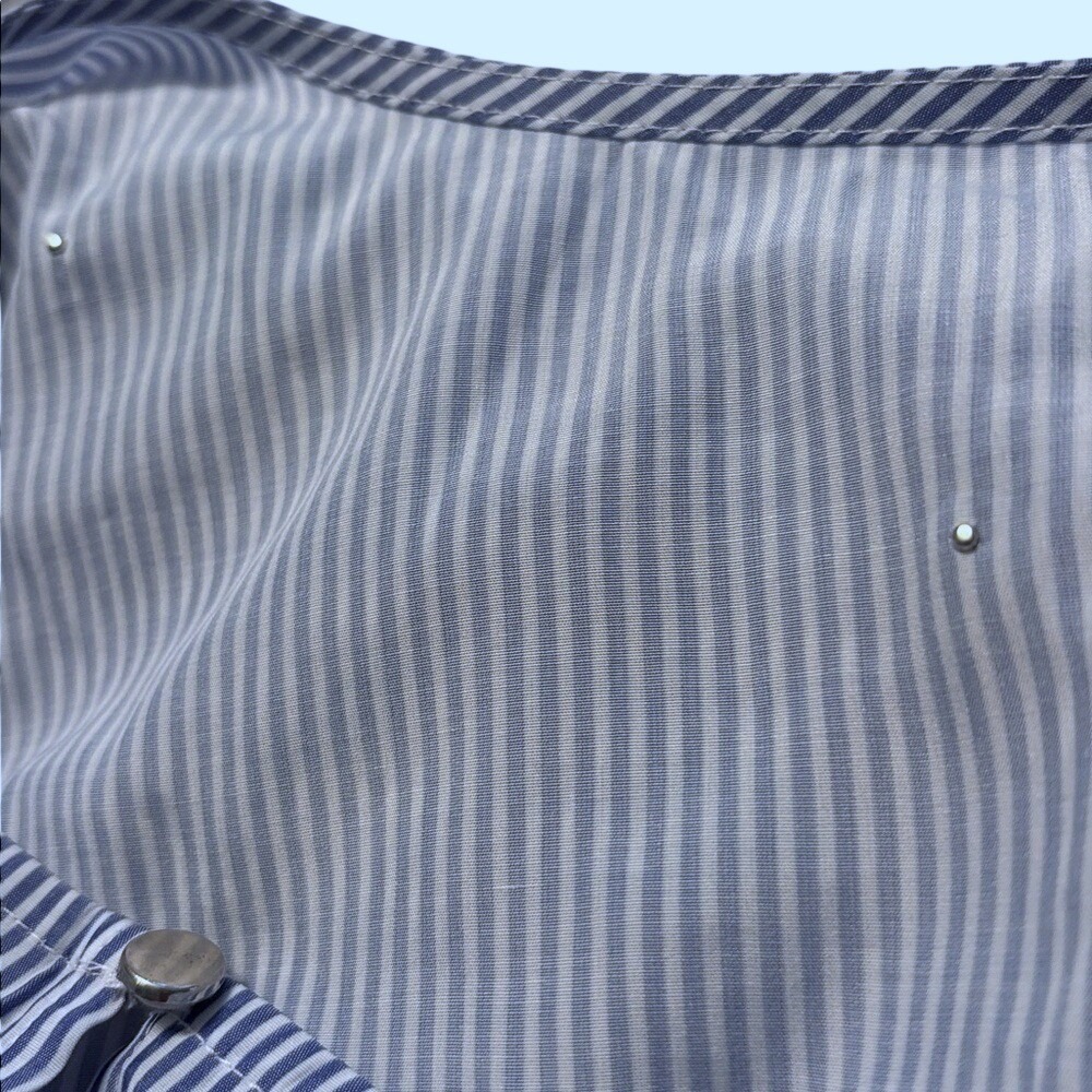 Apt. 9 Blue White Striped Pearl Embellished Bell Sleeve Blouse XS - Picture 8 of 9